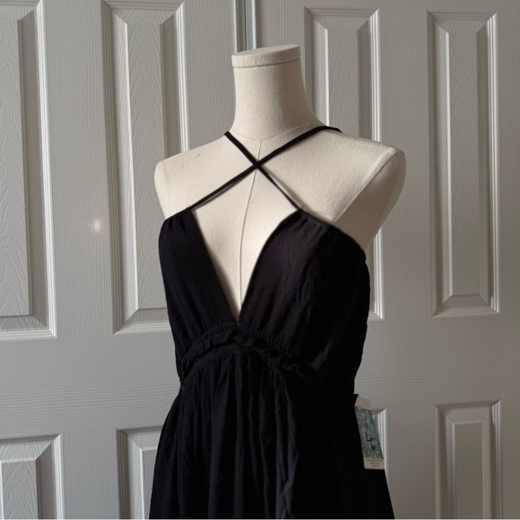 NWT Day Moon Summer Black Halter Ruffle Mini Backless Dress Size Medium - Picture 6 of 9